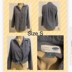 OLD NAVY DENIM COLOR BUTTON DOWN SHIRT SIZE S, EXCEL. COND.🛍